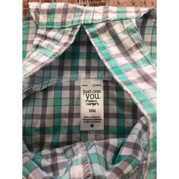 Just One You Carter's Plaid Romper shorts - Picture 4 of 6